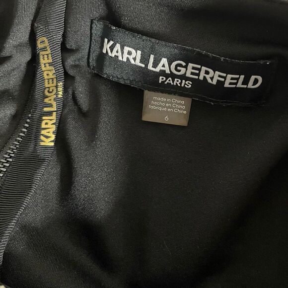 KARL LAGERFELD Paris Black White Dress Sheath Houndstooth Detail Size 6 - Picture 7 of 10